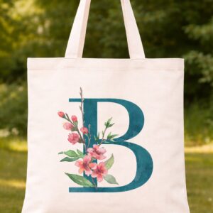 Tote bag inicial con flores