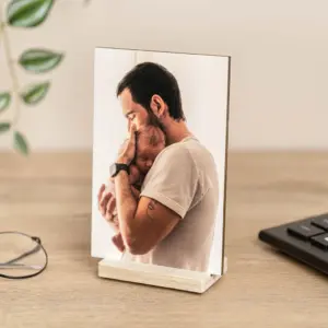 Tarjeta de madera impresa con foto