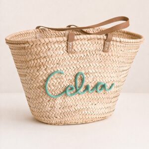 Capazo con asas piel personalizado con nombre