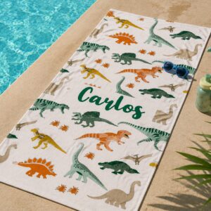 Toalla personalizada con nombre Dinos