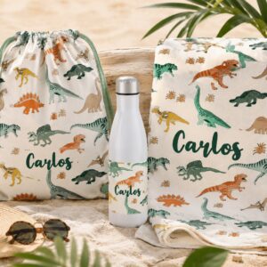 Pack toalla, botella y mochila de cuerdas dino