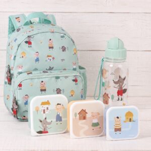 Set de Mochila, Botella Tritán y Cajitas de Almuerzo cerditos personalizado