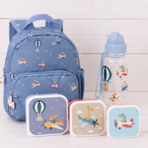 Set de Mochila, Botella Tritán y Cajitas de Almuerzo aviones personalizado
