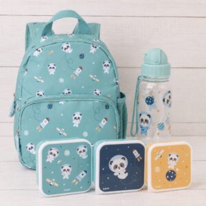 Set de Mochila, Botella Tritán y Cajitas de Almuerzo panda personalizado