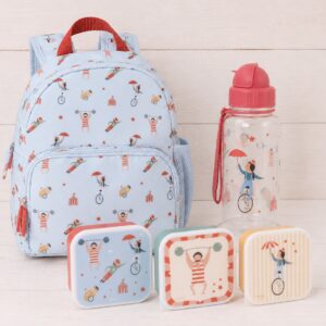 Set de Mochila, Botella Tritán y Cajitas de Almuerzo circus personalizado
