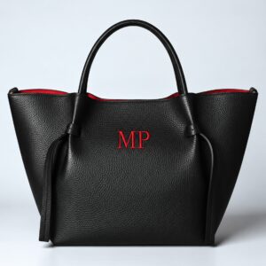 Bolso tote de piel personalizado con iniciales bordadas