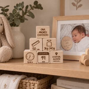 Bloques de madera personalizados para bebé | 6 bloques