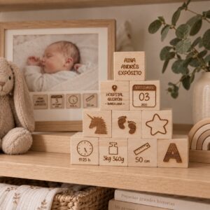 Bloques de madera personalizados para bebé | 10 bloques