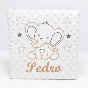 Manta bordada con nombre Elefante