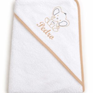 Capa de baño bordada con nombre Elefante