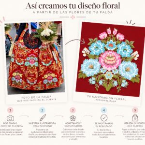 De falda bordada a diseño floral personalizado