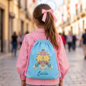 Mochila de cuerdas personalizada con flores (2 tamaños)