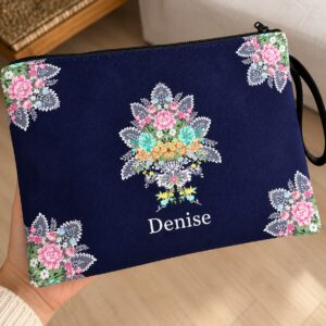 Neceser floral azul marino personalizado