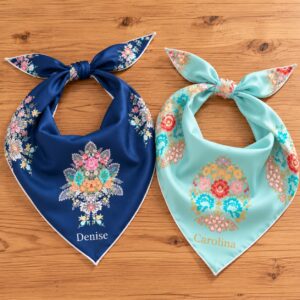 Pañuelos florales personalizados sobre madera