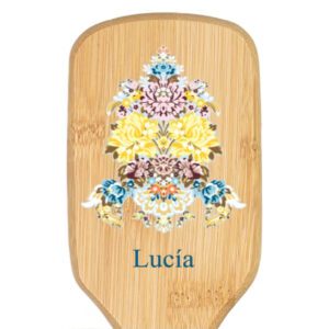 Cepillo de pelo de bambú personalizado con diseño floral